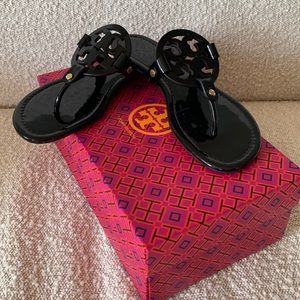 Tory Burch Miller Black Patent Sandal